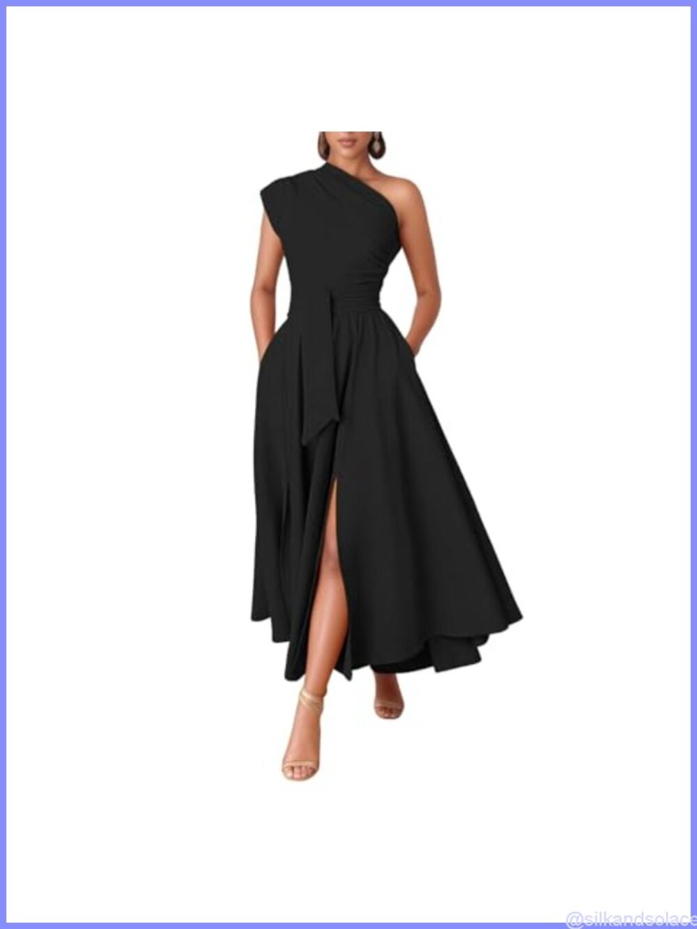 Elegant One Shoulder A-Line Maxi Dress for Women Cocktail Party